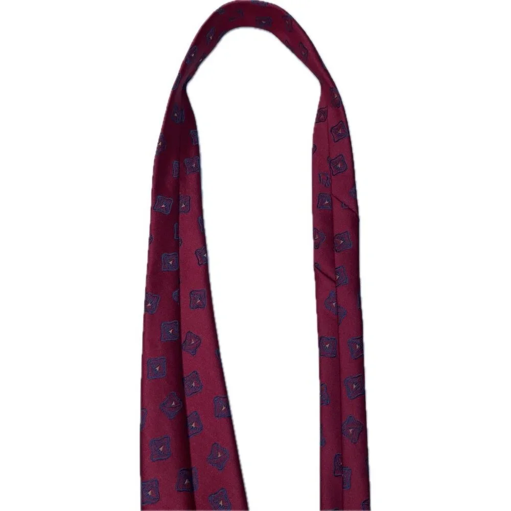 Vintage Dior Red Tie Abstract Floral Geometric Pattern 58”